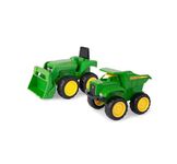 John Deere 6'' Dump Truck & Toy Tractor With Loader Construction Vehicle Set, Green