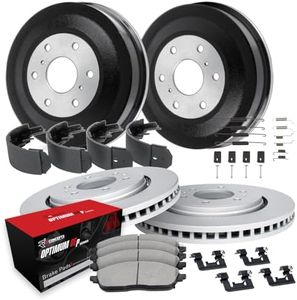 R1 Concepts Front and Rear Brake Kit For 2003-2004 Nissan Frontier, 2000-2004 Nissan Xterra| Blank Brake Rotors| Optimum OEP Brake Pads and Rotors Kit