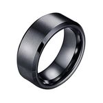 ANAZOZ Men's Customized Ring Men's Ring Men Promise Rings,Men's Engagement Rings Tungsten Brushed Round 8MM Black Ring Size P 1/2