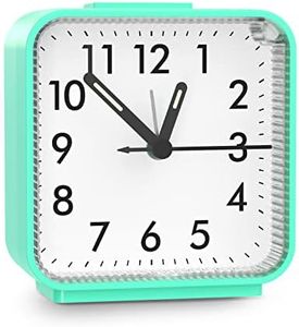 ORIA Analog Alarm Clock, Small Analog Clock, Bedside Clock with Snooze & Luminous Function, Silent No Ticking, Battery Operated Desktop Clock for Office, School, Bedroom, Trip, etc -Green