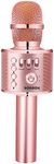 BONAOK Wireless Karaoke Microphone Rose Gold Plus,Valentine ' s Day Gift 3-in-1 Portable Built in Bluetooth Speaker Machine for Android/iPhone/iPad/Sony/PC or All Smartphone