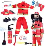 Lesheng space 13 piece Kids Fireman Costume Firefighter Dress-Up Toy Set for Children Boys and Girls Fire Chief Pretend Role Play with Accessories