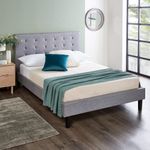 Home Treats Grey Upholstered Bed Frame With Padded Headboard (Pocket Sprung Mattress, Double)