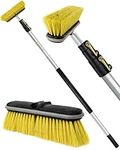 DocaPole 5-12 Ft (1.5-3.5 Meter) Medium Bristle Deck Brush + Extension Pole |11” Scrub Brush and Telescopic Pole | Long Handle Cleaning Brush and Deck Brush for Deck, House Siding, Garage, Patio, etc.