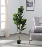 Home Bloom Artificial Fiddle Leaf Fig Tree/Faux Ficus Lyrata for Home Decor,5 feet Tall, Green