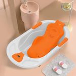 StarAndDaisy Baby Bath Tub for 0 to 3 Years/Newborn Baby Bathtub/Toddlers Bathub with Temperatures Sensior, Baby Bath Seat/Sling, Antislip Baby Bath Tub with Bath Chair (Without Wheels - Orange)