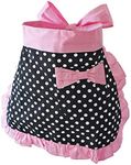 Cute Waist Apron Vintage Retro Ruffle Apron 50’s Cooking Kitchen Apron with Pockets for Women Girls, Pink, One size