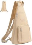 Telena Sling Bag Crossbody Backpack for Women Man 2 in 1 Lightweight Chest Bag Casual Daypack Backpacks for Travel Hiking Khaki