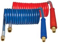 Tectran 17P12H Proflex-SP™ Air Brake Hose Assembly Coil Set | 12" Trailer Lead | 1/2” NPT Fittings | Premium Flexible Grips | Winter Cold Rated | (Red & Blue Set, 12' Length x 12" Tractor Lead)