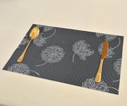 Yellow Weaves PVC Rectangular Dining Table Placemats, Set of 4 - Grey Black