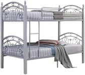 MN FURNITURE Metal Bunk Bed for Kids Space Saving and Sturdy with Ladder (Grey)
