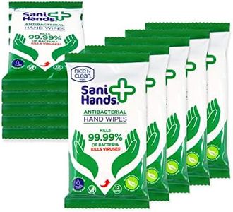 Sani Hands - Anti-bacterial Hand Wipes - Dermatologically Tested, Biodegradable Wet Wipes - 10x12 Wipes (120 Wipes)
