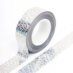 Syntego Solid Foil Holographic Glitter Effect Washi Tape Decorative Self Adhesive Masking Tape 15mm x 5m (Silver)