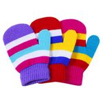 Cooraby 3 Pairs Toddler Stretch Mittens Winter Warm Knitted Magic Mittens Gloves (Color G, 1-3 Years)