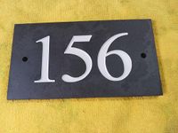 Deep engraved slate house sign, house number, door number plaque 180mm x 97mm Fixings included