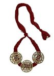 athizay Deep Red Necklace with Brass Mandala Ring Dial Having drawstring Closure Ethnic Thread choker collar Mandala Jewelry for Women