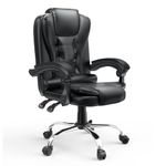 rattantree Executive Office Chair with High Back Large Seat, Durable Ergonomic Recliner Computer Chair, PU Leather Gaming Chair with Tilt Function, Desk Chair for Office and Home, Black