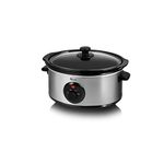 Swan SF17020N 3.5 Litre Oval Stainless Steel Slow Cooker with 3 Cooking Settings, 200W, Silver