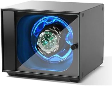 Cevale Watch Winder, Aluminum Single Automatic Watch Winder with Ultra Quiet Motor(≈0dB), 4 Rotation Modes,Blue LED, Side Open Glass Door, Gift for Watch Lover
