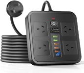 AUSELECT Powerboard USB, 10IN1 Power Strip USB C, Power Board Surge Protector with 4-Outlets, 1.8 Meter Power Extension Cord with 1-USBC & 5-USB 2500W Surge Protection, Wall Mountable, for Home Office