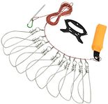 Stainless Steel Fishing Stringer Live Fish Lock, Big Fish Wire Rope Lock with Float and Plastic Handle (10 Snaps)