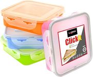 Scorpeon Click-it Leakproof Food Storage Containers | 600ML | Airtight & Stackable Meal Prep Containers with Lids | School Lunch Boxes | BPA-Free Microwave Safe Dishwasher Safe Freezer Safe | 4 Count