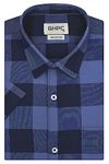 GHPC 100% Cotton Big/Buffalo Checks Half Sleeves Regular Fit Formal Shirt for Men (Blue, FSH512847_38)