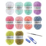 Misoknit Pastel Scrubby Yarn for dishcloths Crocheting 10 Skeins Package (Type B) - Polyester 100%, 1.4oz(40g) Each, 98 Yards per Skein