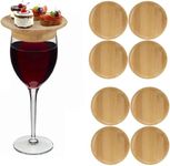 Generic Wine Glass Charcuterie Topper, New Wine Glass Charcuterie Board Topper, Bamboo Wine Glass Topper Coasters, Charcuterie Wine Glass Topper, Suitable for Appetizer Plates & Desserts (8 pcs)