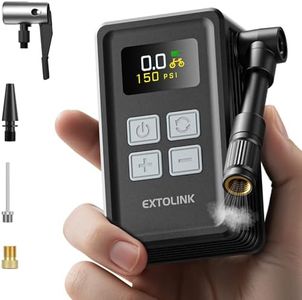 EXTOLINK Mini Bike Tire Pump - 20s Fast Inflate Electric Bike Pump with Gauge, Max 150PSI Electric Air Pump with Presta & Schrader Valve for Road Bike, Mountain Bike, Electric Bike