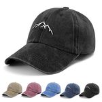 YouGa Baseball Cap Mens - Vintage Washed Dad Caps Adjustable Cotton (Black)