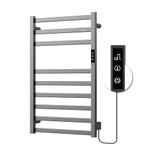 Z&Zhanle Electric Heated Towel Rack Heater,Wall Mounted & Freestanding Towel Warmer Rack for Bathrooms, Electric Towel Drying Rack with Timer,Plug-in/Hard-Wired/Right-Side/Left-Side,Gunmetal Grey
