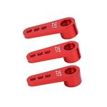 SUNGOOYUE 3Pcs Aluminum 25T RC Servo Horns Metal Steering Arm Compatible with 1/8 1/10 RC Car(Red)