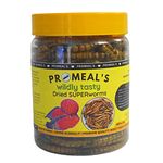 Promeal Premium Dried SUPERWORMS | High Protein Food for Aquarium Fishes Like Arowana, Flowerhorn and Birds, Reptiles, Monkeys and Other Pets (100gm (350+ grubs))