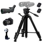 LCNCY Tripod for Camera and Phone, 60" iPhone Tripod with Remote, Lightweight Travel Video Shooting Tripod, Telescope Binocular Tripod, Compatible with DSLR Gopro iPad Camcorder Spotting Scope Webcam