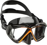 Cressi Panoramic 4 Windows Scuba Dive Mask, with Side View (Black Orange)