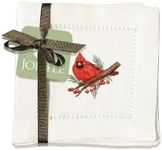 Jolitee Decorative Hemstitch Cocktail Napkins, 6"x6" Washable Linen-Like Cloth Napkins, Handmade for Entertaining and Everyday Use (Red Cardinal)