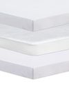 Next To Me Compatible Crib 3 Pack (83-85 x 50-51 cm) - 2 x 100% Pure Cotton Crib Fitted Sheets & 1 Waterproof Mattress Protector with 150 GSM Terry Fabric (Silver)