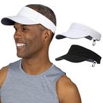 TrailHeads Sun Visor Hat for Men - Recycled Golf Visors for Men - Mens Running Visor for Tennis, Sports, Workouts - White & Black