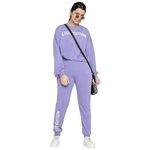 Lil Tomatoes Girls Regular Fit Typography Round Neck Full Sleeve Cotton Looper Track Suits, LAVENDER, 9-10 Years