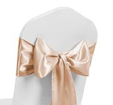 Satin Chair Sash WIDER FULLER BOWS Chair Sashes Bow Back Tie Ribbon Wedding Banquet Decoration (Peach Pearl, 50)