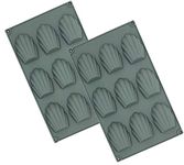 Bake House Madeleine Baking Mould,Non-Sticky Silicone Madeleine Mould,Silicone Madeleine Pan for Cake/Chocolate/Candy/Biscuits 9 Cups