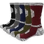 OUYJIA 5 Pairs Men's Cotton Cushioned Work Boot Socks Breathable Walking Wicking Socks Mid Calf Multipack Size 8-11