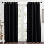 NICETOWN Black Blackout Curtain 84 inch Length - Thermal Insulated Modern Window Treatment Soundproof Drape Panel for Bedroom / Living Room, W52 x L84 Inch, 8 Grommets Top, 1 Piece