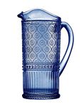 Godinger Pitcher, Glass Pitcher with Handle, Water Pitcher, Elegant Water Jug - Claro Collection, Blue, 33oz