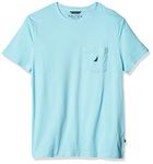 Nautica Men's Solid Crew Neck Short-Sleeve Pocket T-Shirt, Bright Aqua Blue, Small