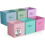 Sorbus Fabric Storage Cubes - 6 Foldable Storage Bins for Organizing Pantry, Cubbies, Toy Box - Clothes Storage & Closet Organizer - 13 Inch Collapsible Cube Baskets for Shelves with Handle