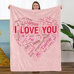 TURMTF Christmas Day Anniversary Birthday Gifts for Women Men, I Love You Blanket 100 Languages Love, Throw Blanket for Couch Bed, Best Gifts for Her Him Girlfriend Wife