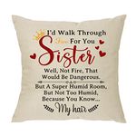 Funny Sister Birthday Gifts from Sisters for Women Pillow Cover 18x18 Inch Decorative Pillow Case Cushion Cover Cover for Sisters Best Friends BFF Bestie