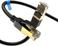 Cat 8 Ethernet Cable, 1.5FT High Speed Heavy Duty 26AWG Cat8 LAN Network Cable 40Gbps, 2000Mhz with Gold Plated RJ45 Connector, Outdoor&Indoor Internet Cable Compatible for Router Gaming Modem Xbox